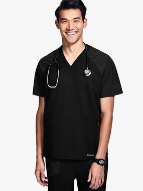 Disney x FIGS Black Mickey Mouse Scrub Top XL | Limited Edition Medical Uniform